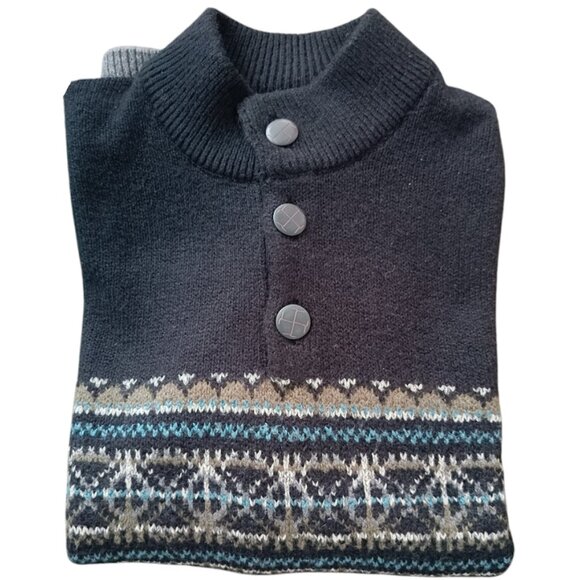 2XL🟠 Wind River Men's Fair Isle Quarter Button Mock Neck Sweater - Picture 1 of 9